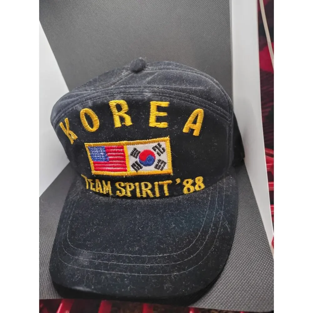 RARE Vintage Korea Team Spirit 88 Joint Military Exercise Snapback Hat Cap Black